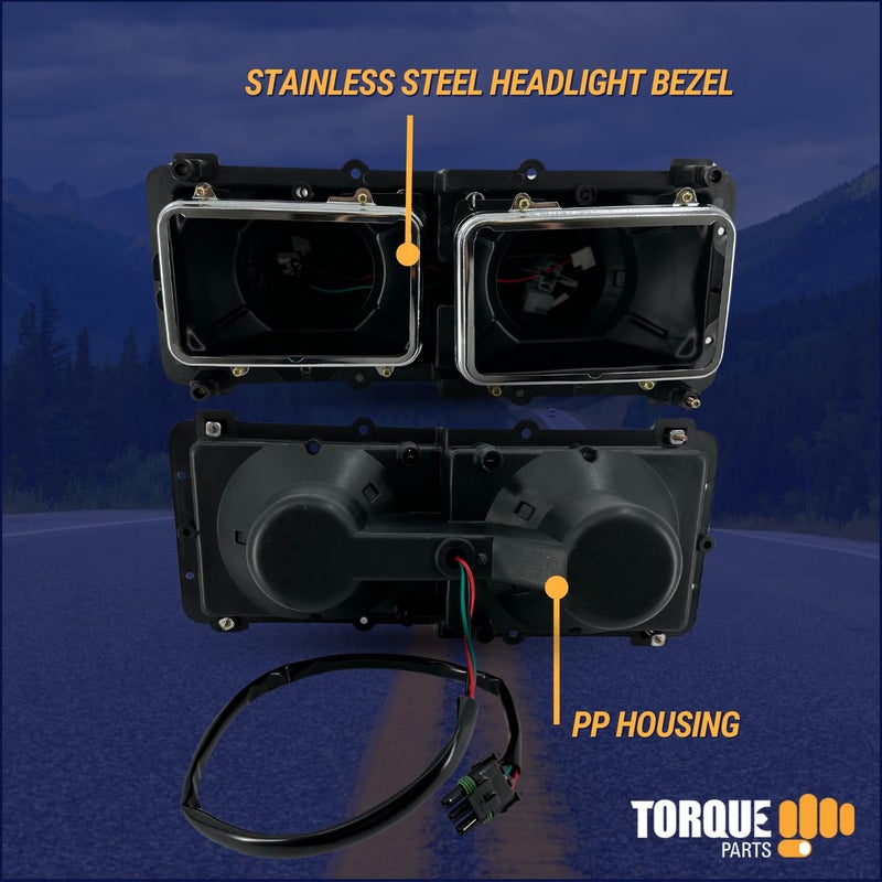 Torque Headlight Housing Base Passenger Side w/Wire Harness Replacement For Kenworth T600 T400 T800 W900 K100 C500, Peterbilt 379 378, Western Star 4900, Freightliner FLD Classic XL (TRH910500CR) - Image 2